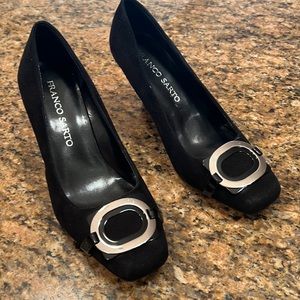 Franco Sarto black suede shoes, size 6 1/2 brand new never worn